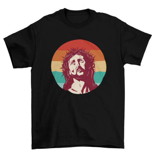 Jesus in retro sunset t-shirt