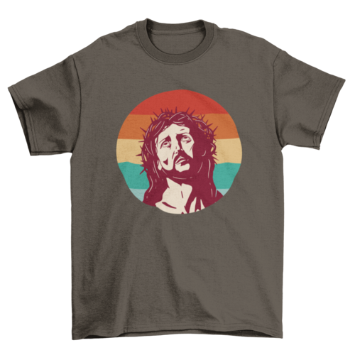 Jesus in retro sunset t-shirt