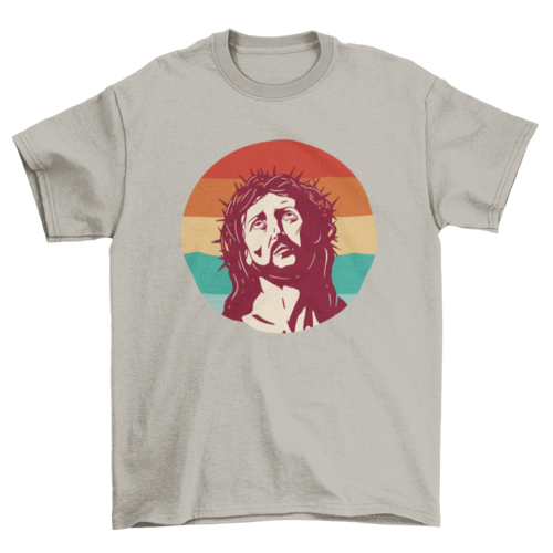 Jesus in retro sunset t-shirt