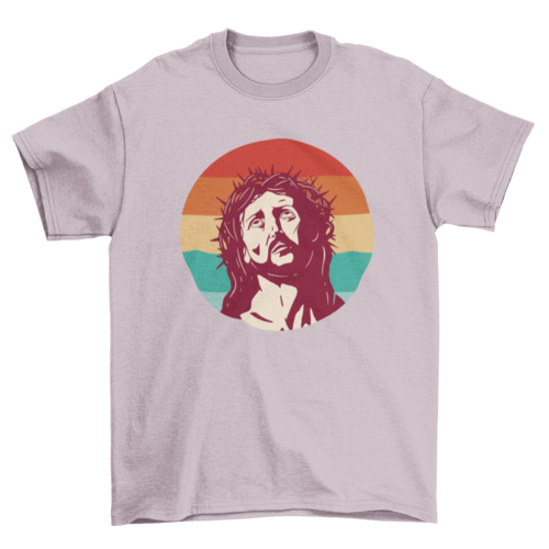 Jesus in retro sunset t-shirt